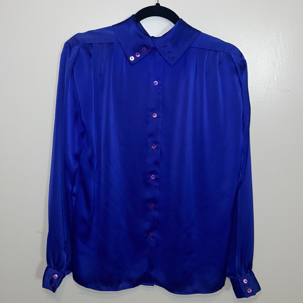 Liz Clairborne Royal Blue Long Sleeve Button Down Shirt Size 8